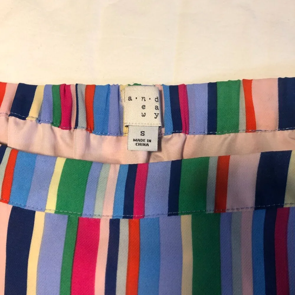 A New Day Midi Multicolor Striped Asymmetrical Hem Skirt Size Small